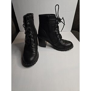 Diba Carryn Combat Boots Womens Size‎ 5.5M Black Gothic Excellent Condition